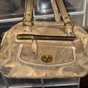 Coach Large Gold Bonnie Shoulder Bag with Matching Wallet
